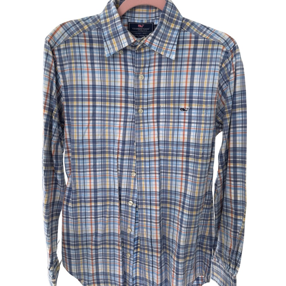 Vineyard Vines Blue and Orange Casual Button Down Shirt